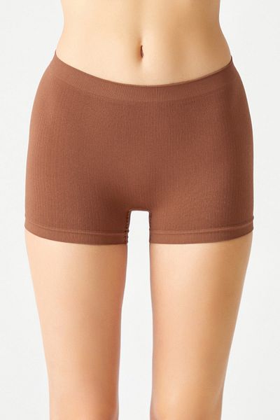 Los Ojos Brown Ribbed Seamless Boxer Briefs Ribbed Boyshort
