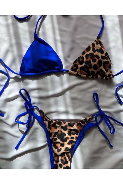 ZEKAS FASHION Double Colored Leopa Bikini Set
