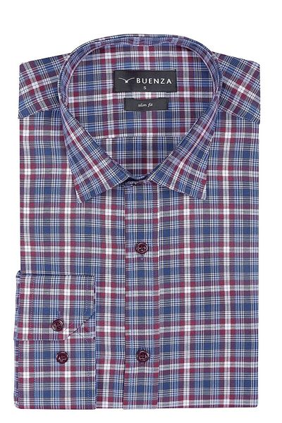 Buenza Sry Soft Plaid 058 Slim Fit Long Sleeve Shirt - Red