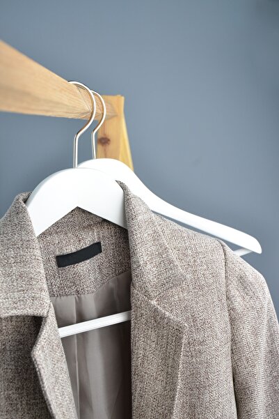 NYN White Color 4 Pieces - Wooden Suit and Jacket Hanger with Bar
