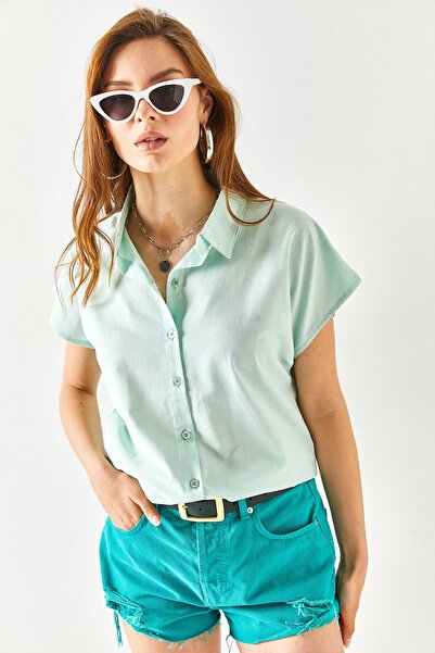 Olalook Women's Water Green Bat Viscose Shirt GML-19000612