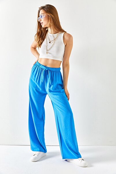 Olalook Жіночі сині штани з еластичним поясом Palazzo Ayrobin Trousers PNT19000200