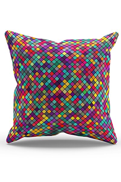 Moud's Husă de pernă din piele de căprioară cu model pătrat mic, imprimată pe...