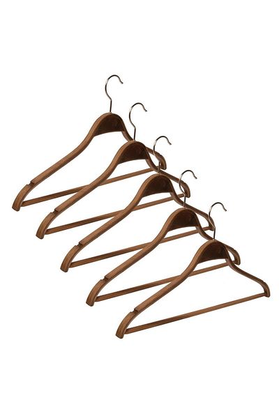 NYN Wooden Hanger with Bar Shirt Pants Hanger Walnut Color 100 Pieces