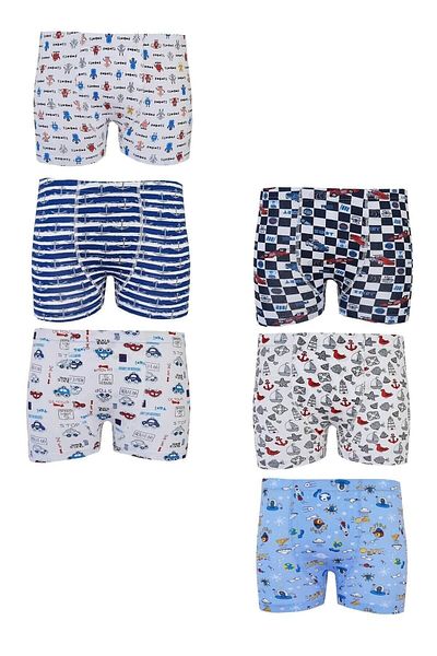 ÇamaşırcımShop Elastane Patterned Printed Boys' Boxers Pack of 6