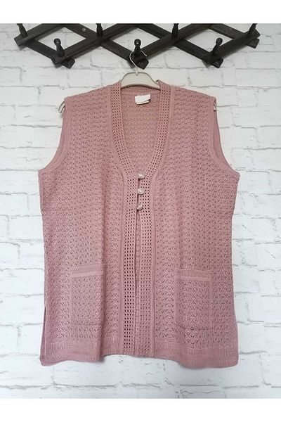 anne moda ankara Seasonal, Openwork, steel knitted, 30% wool, 70% acrylic V-neck 3 buttons, 2 pockets, short vest