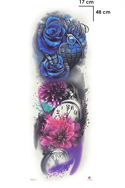Barly Geçici Çiçek Ve Saat Kol Dövme Tattoo