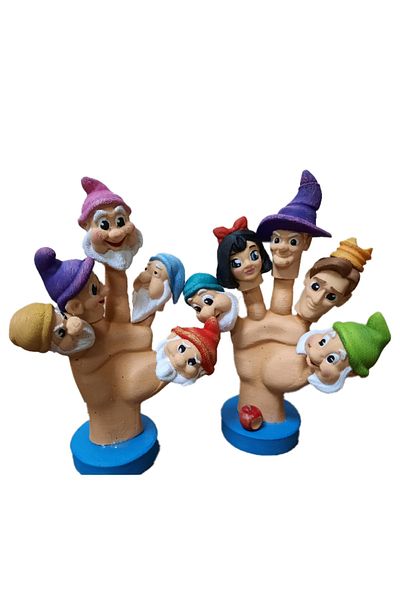 Uçaneller Kuklaevi Snow White and the Seven Dwarfs Finger Puppet Fairy Tale Set