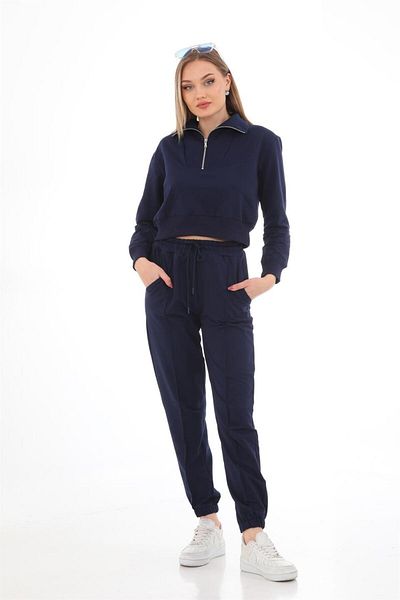 WestBound Crop Trend Casual Γυναικείο Αθλητικό Σετ ΣΚΟΥΡΟ ΜΠΛΕ