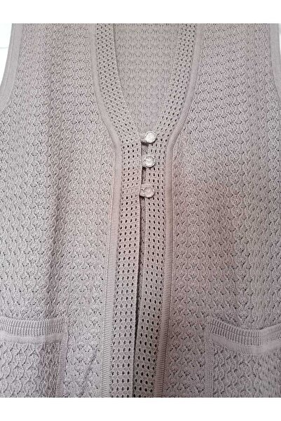 anne moda ankara Сезонен, ажурен, стоманена плетка, 30% вълна, 70% акрил V-образно деколте 3 копчета, 2 джоба, къс елек