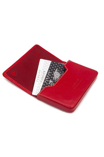 Tergan Red Leather Unisex Business Card Holder 01546H27