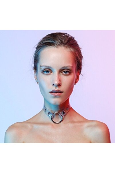 Sweet Demon Şeffaf Deri Şık Deri Choker Aksesuar Şeffaf