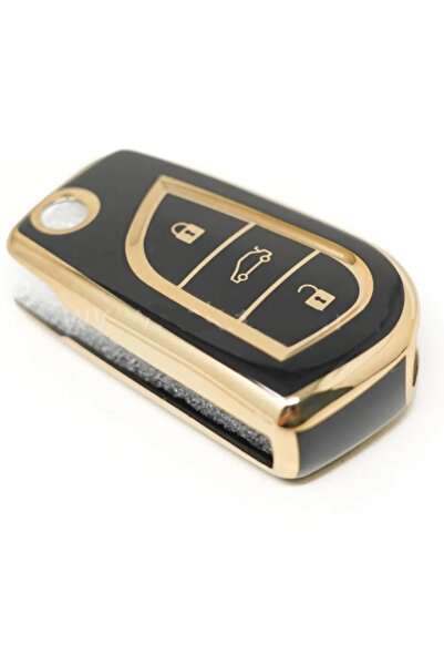 bigkey Toyota Corolla Auris Yaris Carcasă Nano Cheie cu 3 Butoane Negru Aur