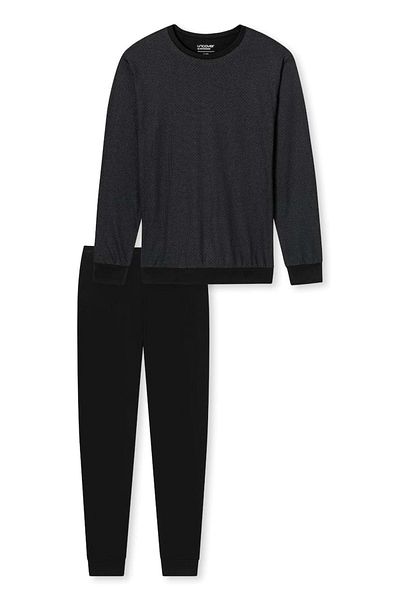 uncover by Schiesser Herren Schlafanzug 2-tlg. Set - lang, V-Ausschnitt, Baumwolle, uni/gemustert
