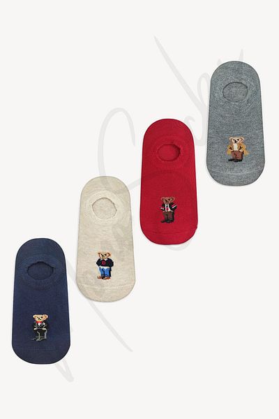 lesepri Teddy Bear Invisible Seamless Sneaker Socks with Teddy Bear