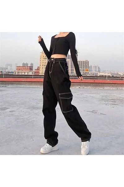 Touz Μαύρο παντελόνι Cargo Blunt Blunt Reverse Stitch
