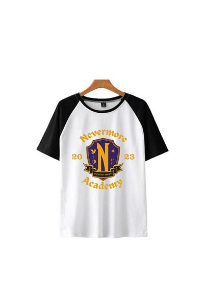 Touz Blunt Blunt Nevermore Academy Printed Raglan Sleeve White Unisex Oversize T-shirt
