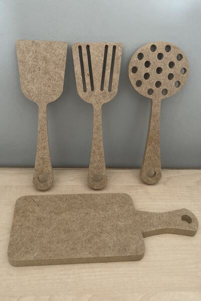 Buradadavar Hobi Ahşap Ahşap Oyuncak Spatula 4'lü Set