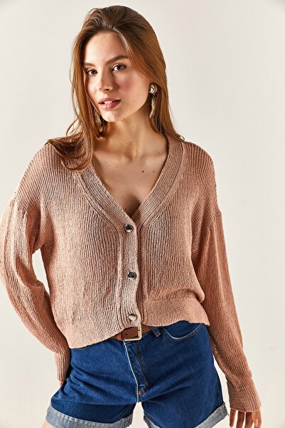 Olalook Women's Powder 3 Button Mercerized Knit Cardigan HRK-19000065