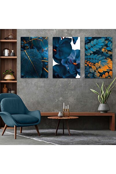 Hümre Home ΣΕΤ ΤΡΑΠΕΖΙΩΝ MDF 3 ΤΕΜΑΧΙΩΝ ΜΠΛΕ ΦΥΤΙΚΟ ΣΧΕΔΙΟ