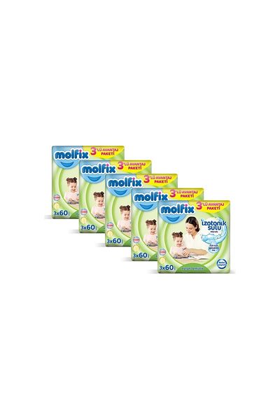 Molfix Isotonic Water Fresh Cleaning Wet Wipes 3X60 X 5 Pieces