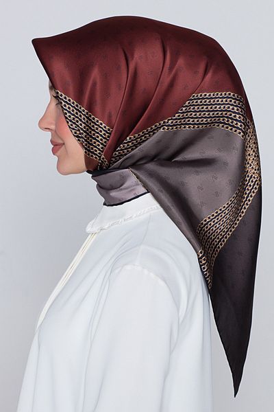 Armine Γυναικείο κασκόλ καφέ μεταξωτό 8113d (twill) (νοσταλγία)