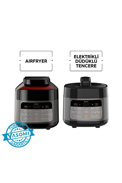 Yasomi Y85 Multi Cooker 2 Si 1 Arada Airfryer Fritöz Ve Elektrikli Düdüklü Tencere