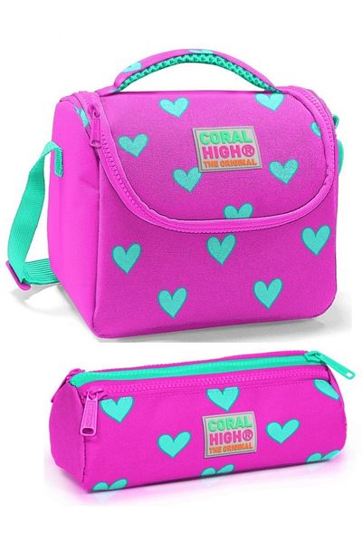 Coral High Girl's Pink Heart Lunch Box Set