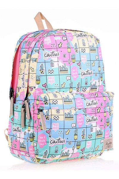 KAUKKO Nature Pink Cactus Girl's School and Daily Backpack