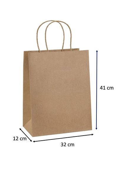 Kraft Ofis Auger Handle Bag 32 Cm X 12 Cm X 41 Cm (50 Pieces) (Paper Bag)
