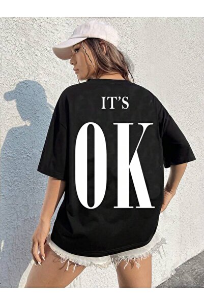 trendgar Its Ok Printed Μαύρο T-Shirt