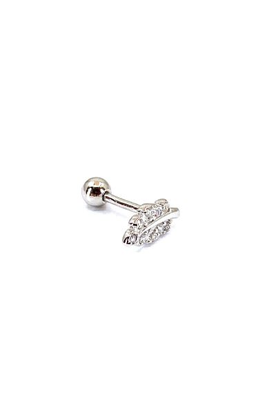 La femme by begum White Jewelled Leaf Silver Silver Piercing,helix,tragus,flat,conch Ball Rotating Silver Piercing