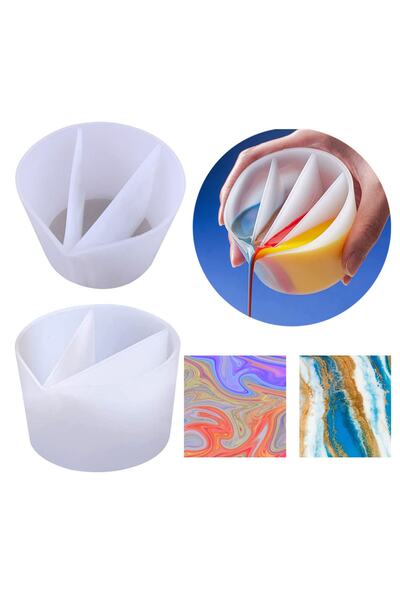 Getshop Alışveriş Pazarı Epoksi Karışık Renk Karıştırma Döküm Kabı 3 Bölüm Silikon Kalıbı GT-9381