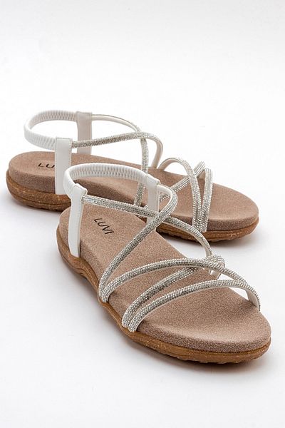 LuviShoes Sandale pentru damă EVER White Stone