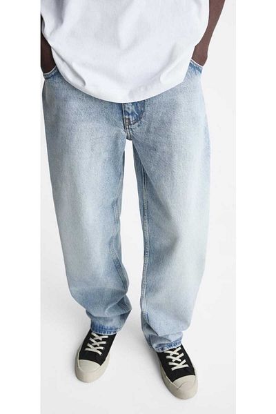 Z1MAN Light Blue Washed Baggy Model Trousers
