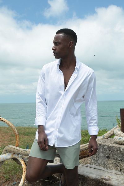 Whitefin White Mercerized Combed Cotton Shirt