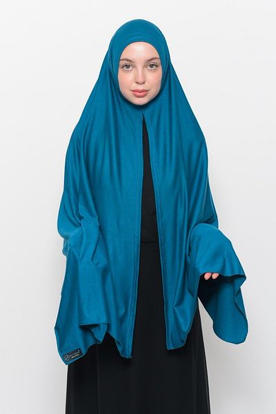 Altobeh Ready Practical Snap-on Luxury Organic Plain Combed Shawl Evenly Aligned Open Petrol