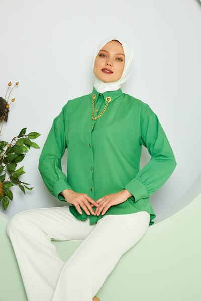 brako tekstil KADIN ZİNCİR KOLYELİ GÖMLEK