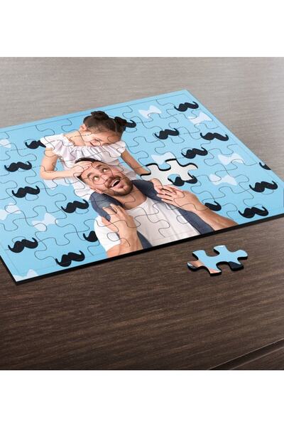 Bk Gift Babalar Gününe Özel Fotoğraflı 48 Parça Ahşap Puzzle - 1
