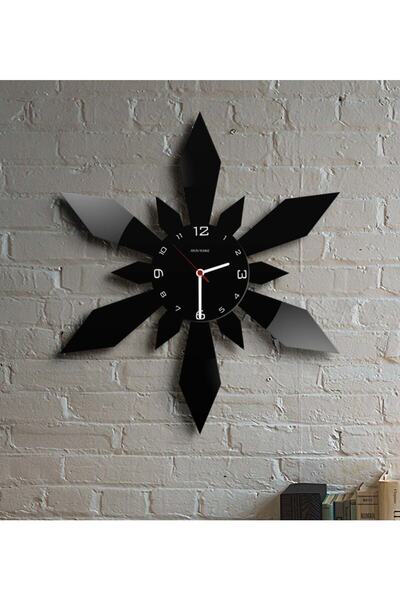 Bk Gift Kişiye Özel Kar Tanesi Ahşap Duvar Saati (Model 6A)