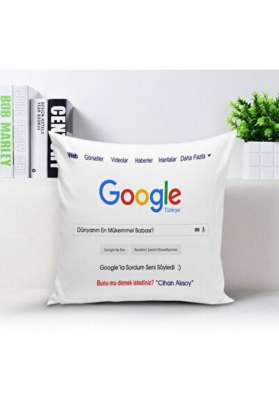 Bk Gift Kişiye Özel İsimli Google Dünyanın En Mükemmel Babası Beyaz Yastık Kı...