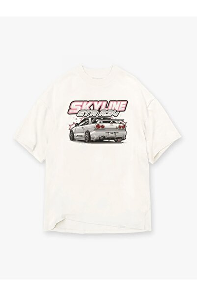 heshe wear Skyline Oversize Unisex bela majica