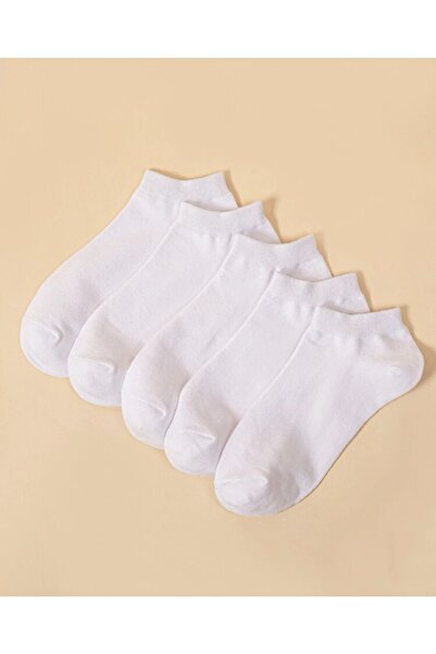 dm del more 4-Piece Plain White Ankle Length Booties Socks 4 Pairs