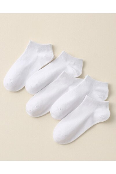 dm del more 4-Piece Plain White Ankle Length Booties Socks 4 Pairs