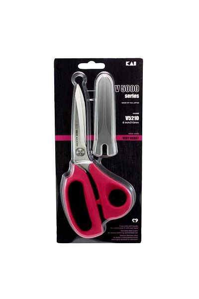 Kai V5210 Pink Plastic Handle Fabric Cutting Scissors with Case 21 Cm
