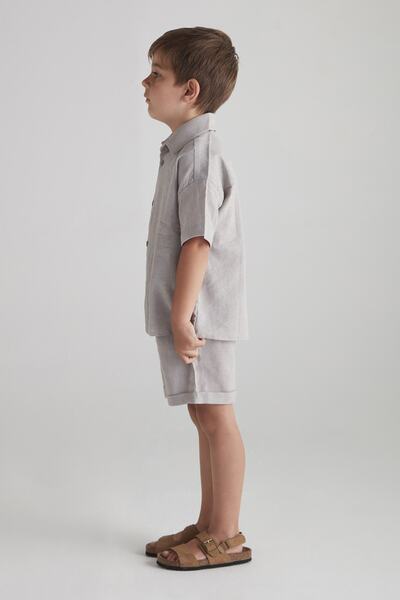 hoQuspoQus Boy's Cotton Linen Double Suit - Gray