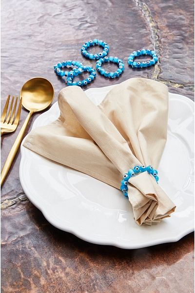 Emtory 12 Pieces Beige Cotton Fabric Serving Napkin