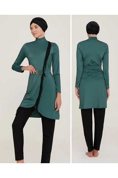 Adasea Charlie 4443 Green ολόσωμο σχέδιο Hijab μαγιό
