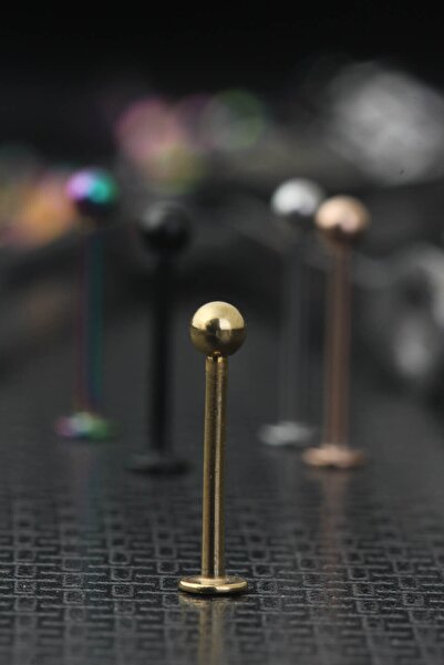 depozoom Cerrahi Çelik Dudak Piercing 12 Mm Gold