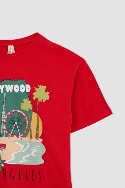 DeFacto Girl's Regular Fit Short Sleeve T-Shirt